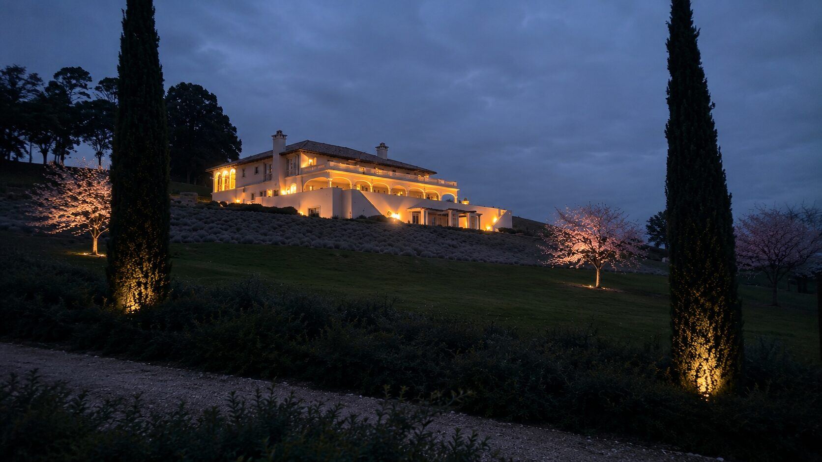 Terre Rouge Estate at evening