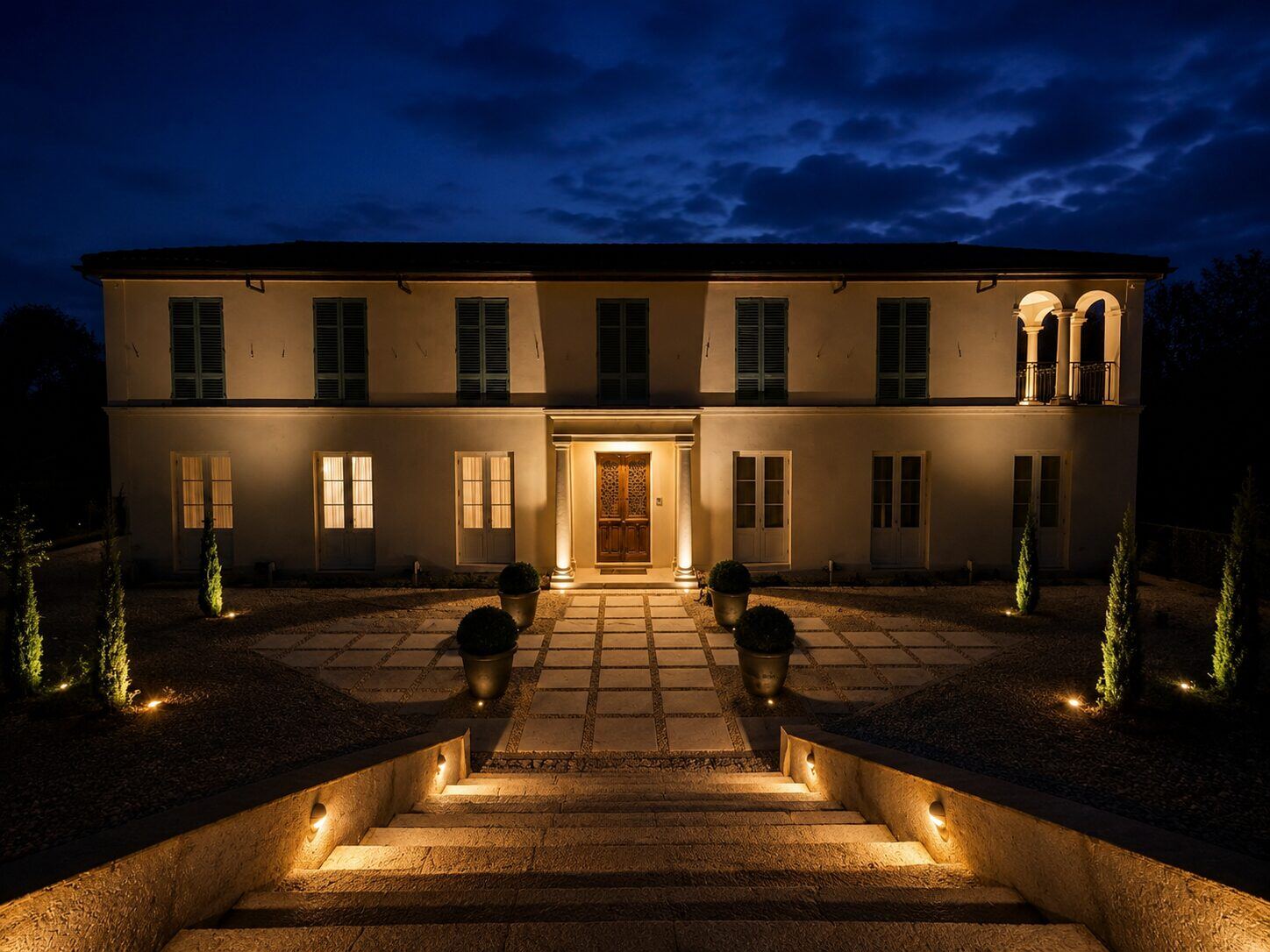 The Terre Rouge Estate at night